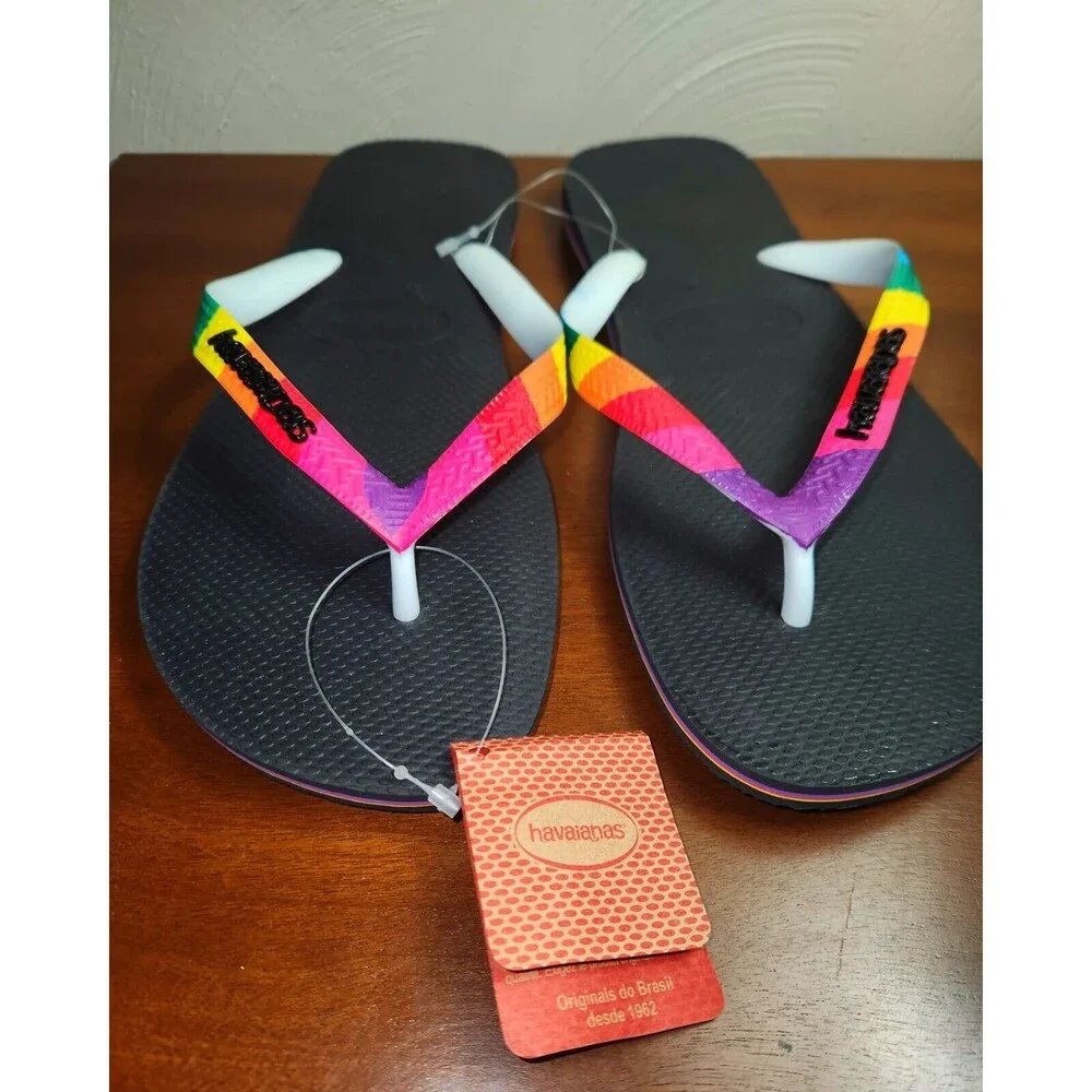 Havaianas Top Pride Rainbow Strap Thongs Sandals Unisex Mens Size 13 New W/Tags